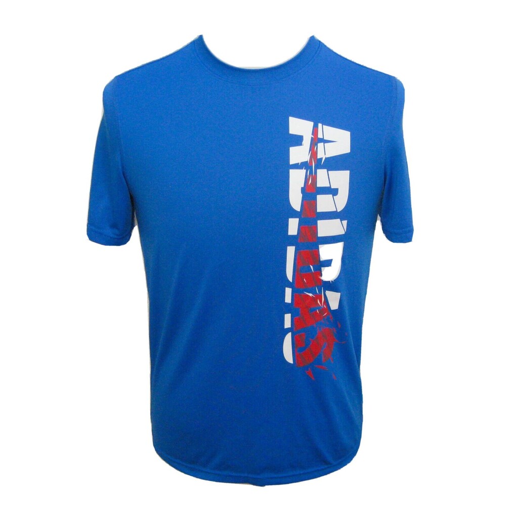 ADIDAS Mens (Size Medium) Blue Short Sleeve Graphic T-Shirt Climalite Sports Top
